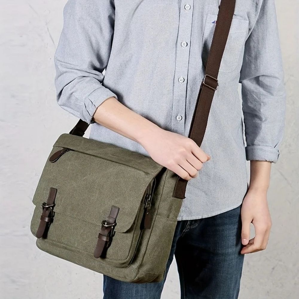 Mens Canvas Satchel Messenger Sling Bag