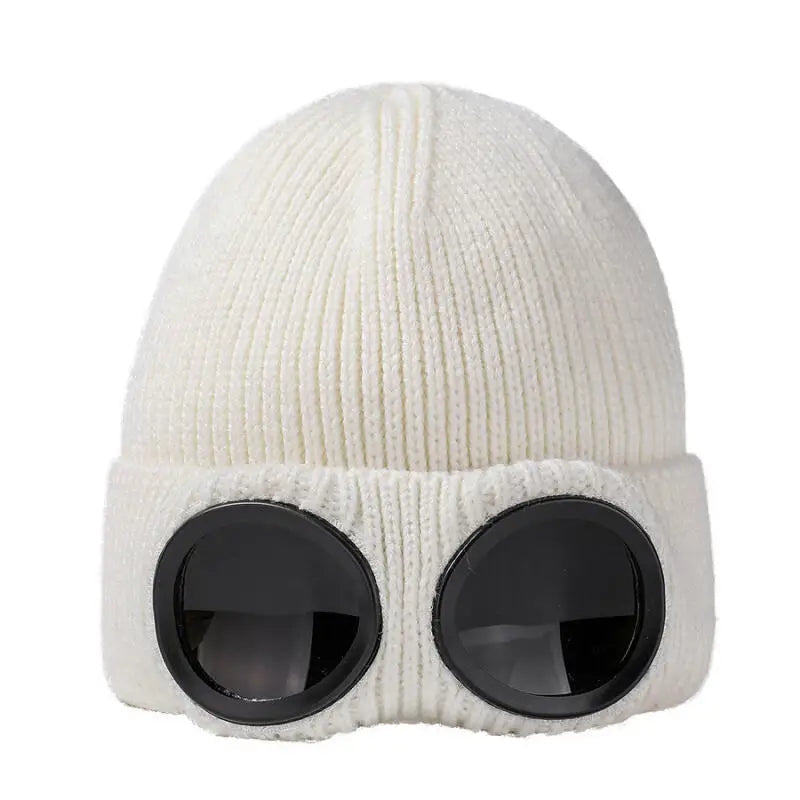 Unisex Goggles Winter Hat Knitted Beanie