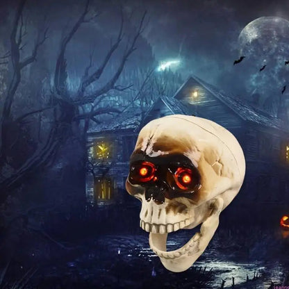 Animated Halloween Skeleton Head with Flashing Eyes