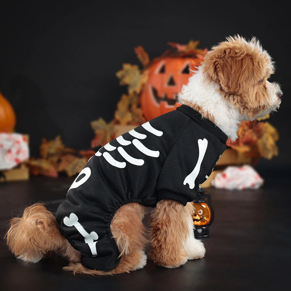 Skeleton Jumpsuit Dog Halloween Costume