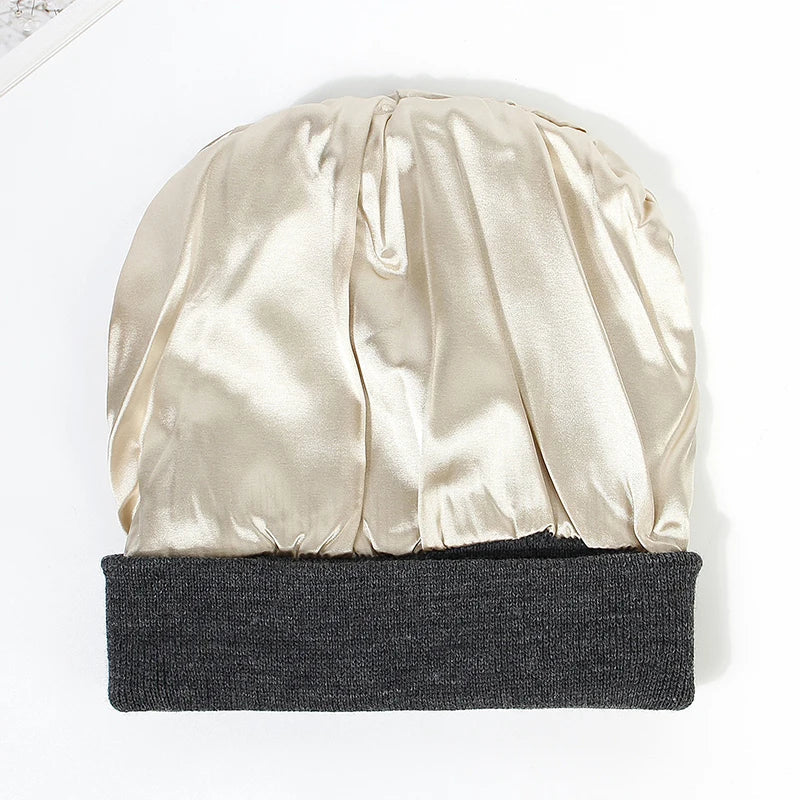 Satin Lined Hat Beanie Cap for Women