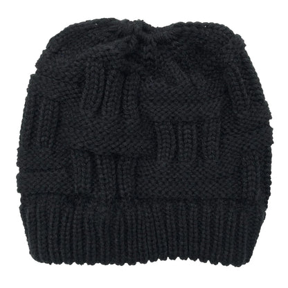 Women Winter Knit Beanie Ponytail Knit Hat
