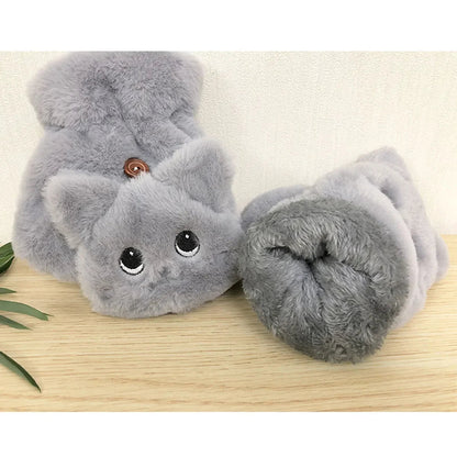 Plush Animal Fingerless Gloves