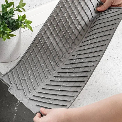 Silicone Dish Drying Mat with Drain Design