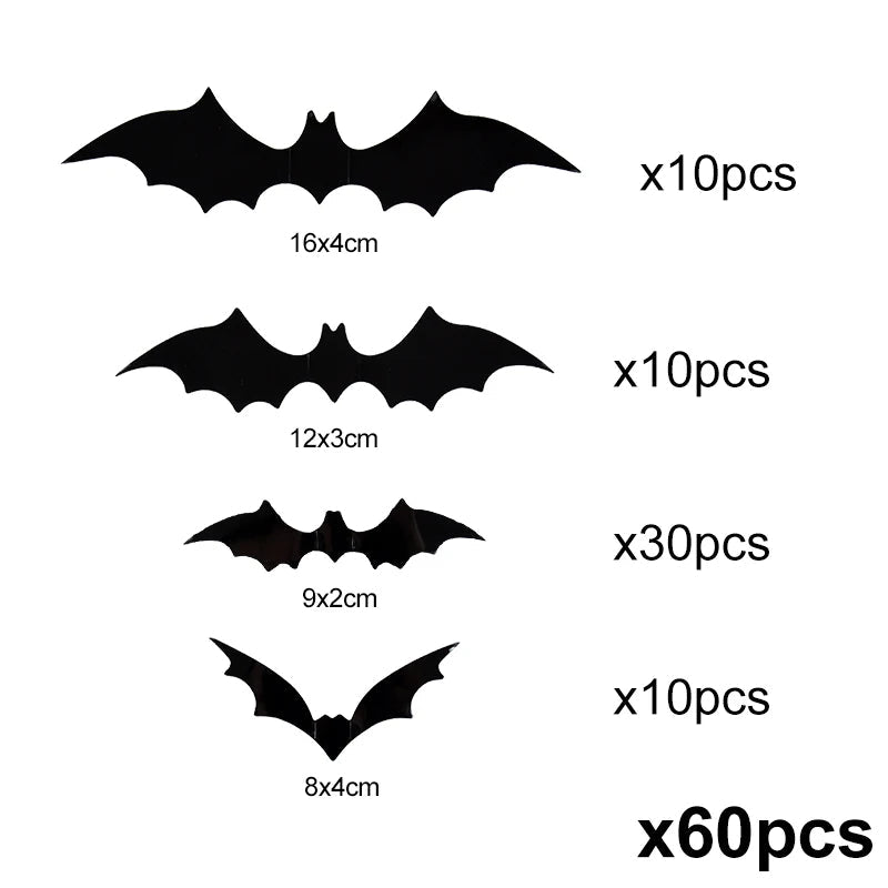 3D PVC Halloween Bats Wall Stickers