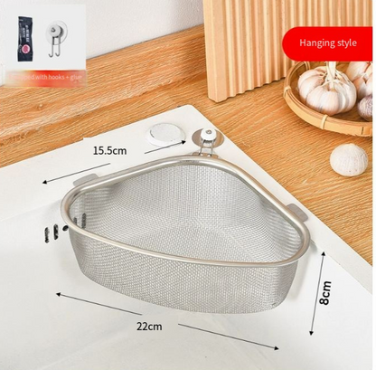 Triangular Stainless Steel Sink Drainer Basket (1PC)