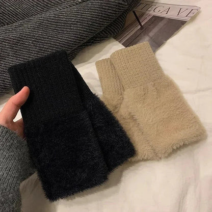 Plush Cozy Fingerless Gloves for Women