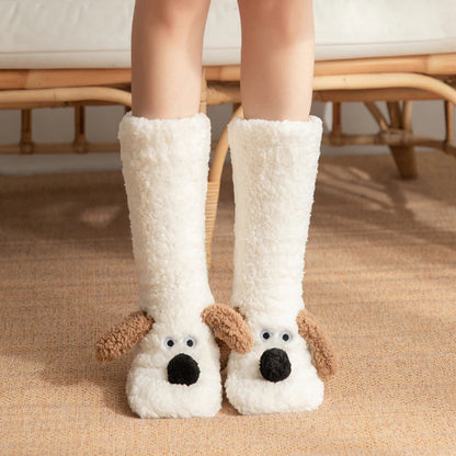 Cute Dog Fuzzy Socks Winter Leg Warmer