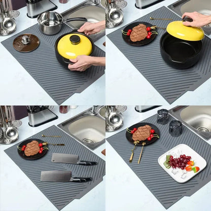 Silicone Dish Drying Mat with Drain Design