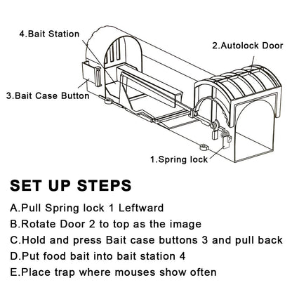 Self-Locking Reusable Humane Mouse Trap