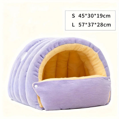 Warm Arctic Fleece Enclosed Cat Cave Bed