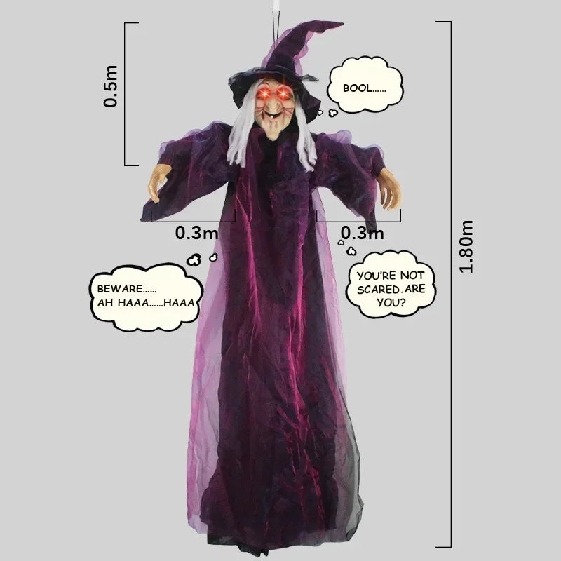 Animated Halloween Witch Decor with Sound and Glowing Eyes