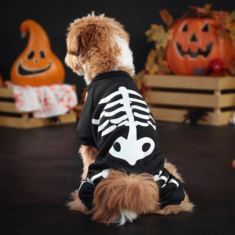 Skeleton Jumpsuit Dog Halloween Costume