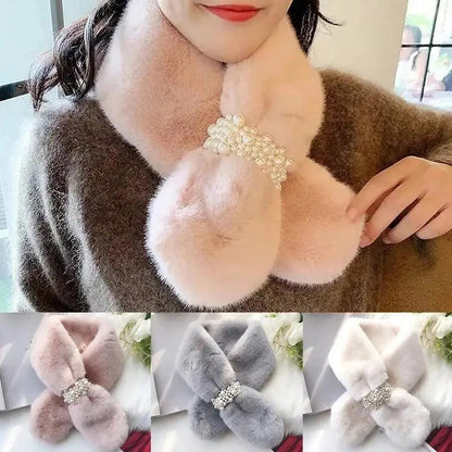 Luxury Faux Fur Pearl Winter Scarf