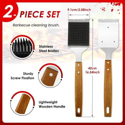 Long Handle Barbecue Grill Brush with Scraper