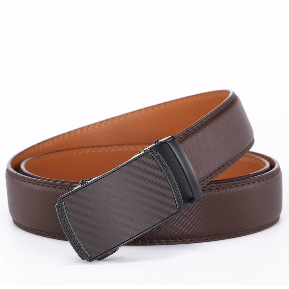 Men's Leather Belt with Automatic Buckle