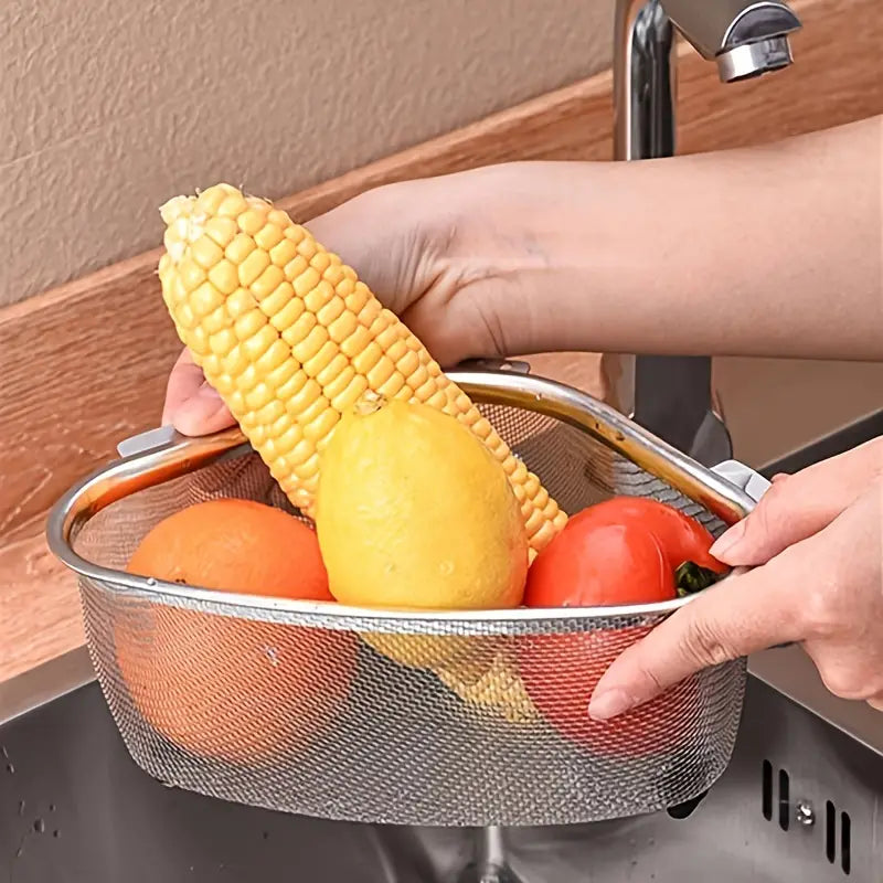 Triangular Stainless Steel Sink Drainer Basket (1PC)