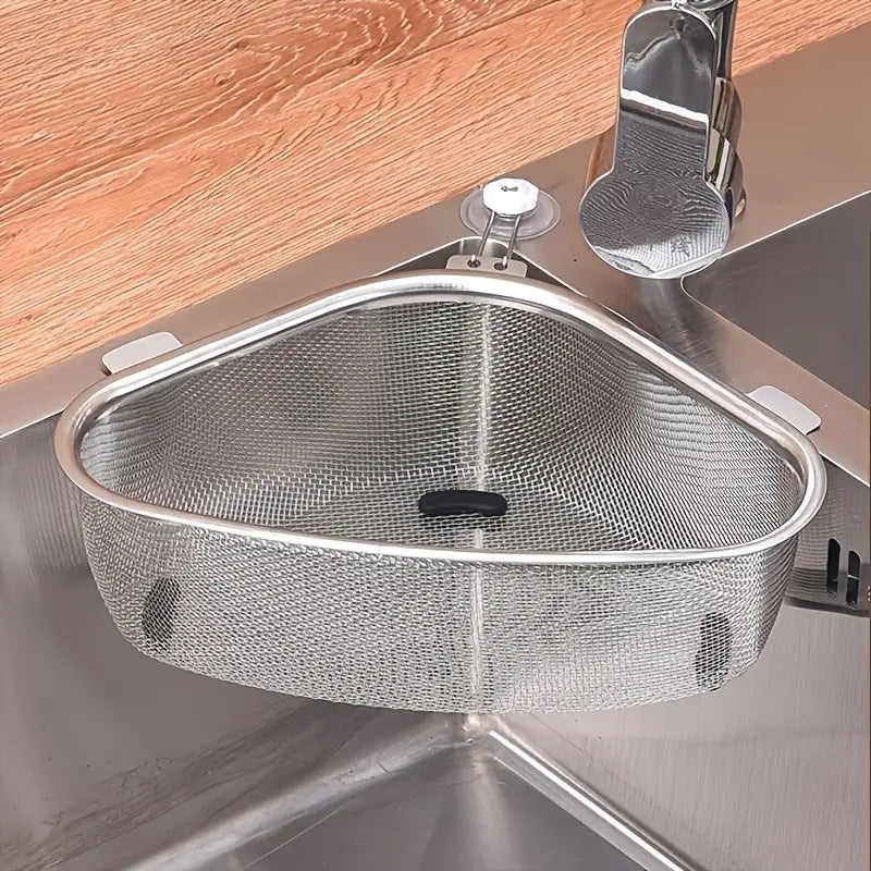 Triangular Stainless Steel Sink Drainer Basket (1PC)