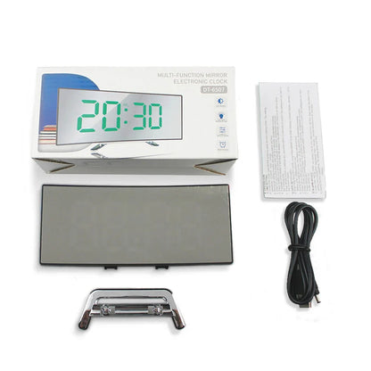 Curved LED Digital Alarm Clock With Mirror Display And Large Screen