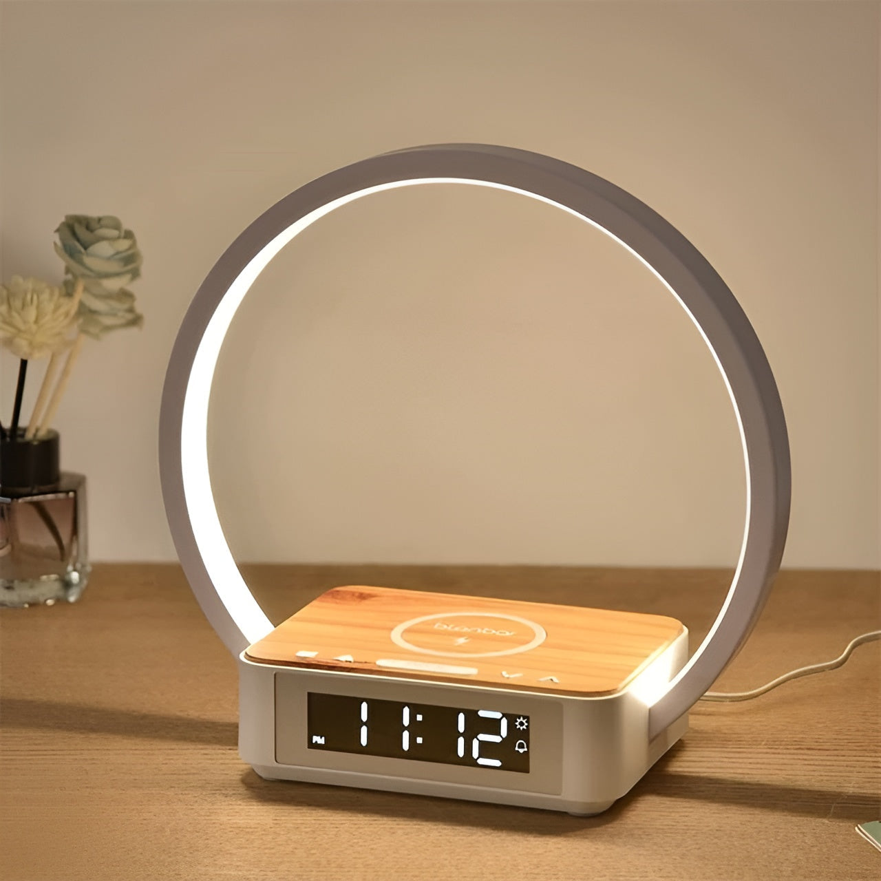 3-in-1 Table Lamp – Wireless Charging, Alarm Clock & Touch Control