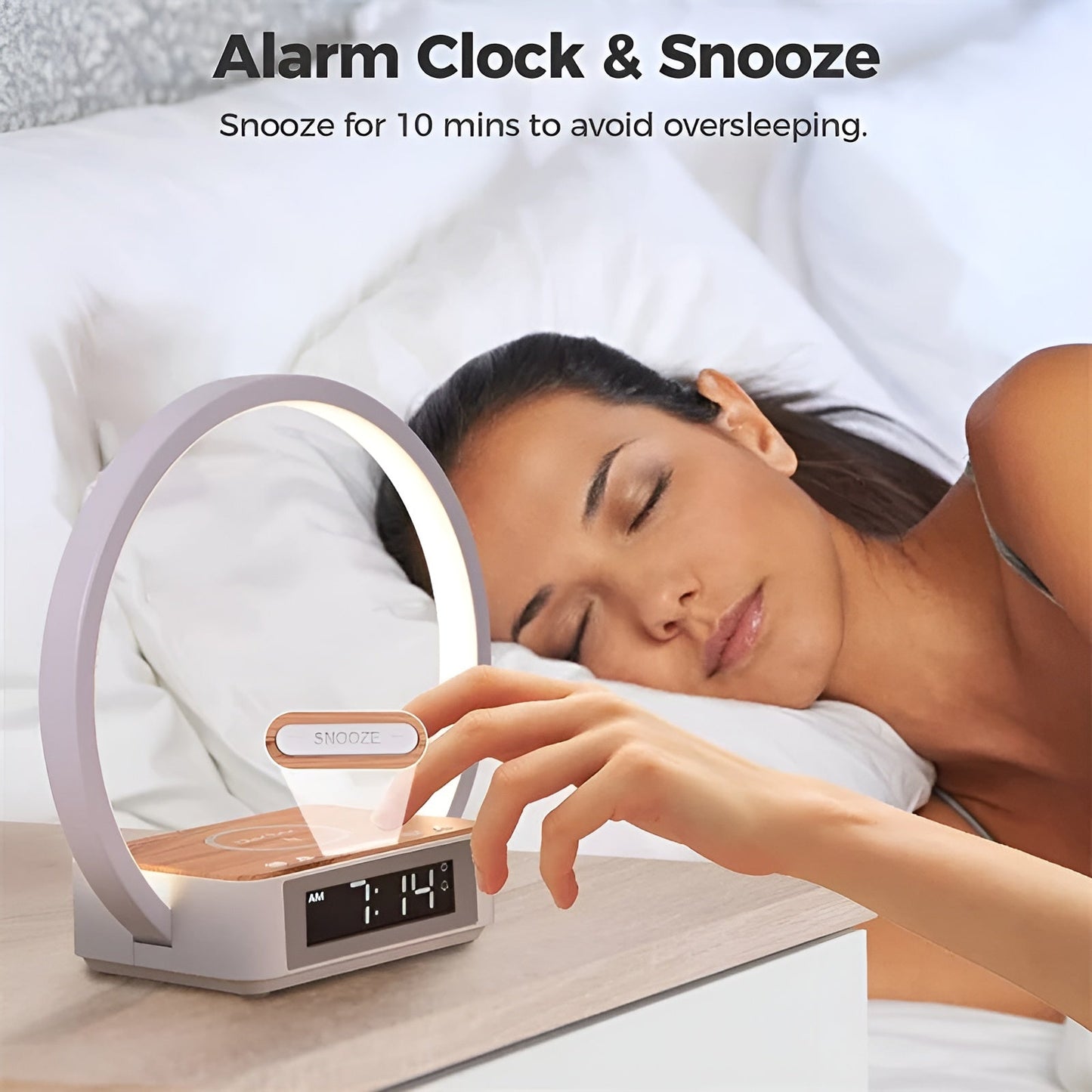 3-in-1 Table Lamp – Wireless Charging, Alarm Clock & Touch Control