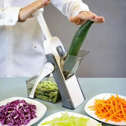 Kitchen Slicer With Adjustable Thickness And Collection Container