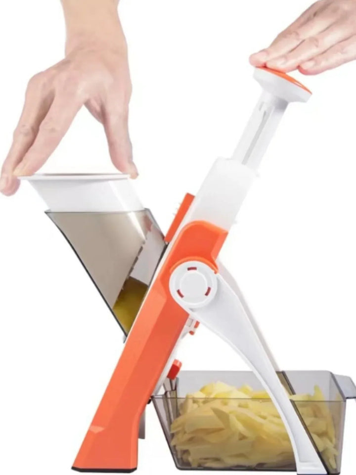 Kitchen Slicer With Adjustable Thickness And Collection Container