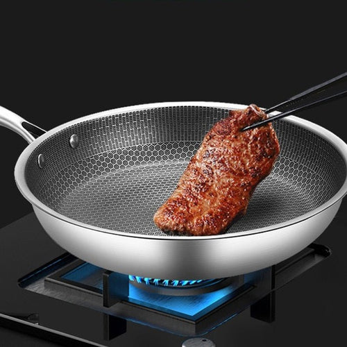 Stainless steel frying pan with non-stick coating for effortless cooking