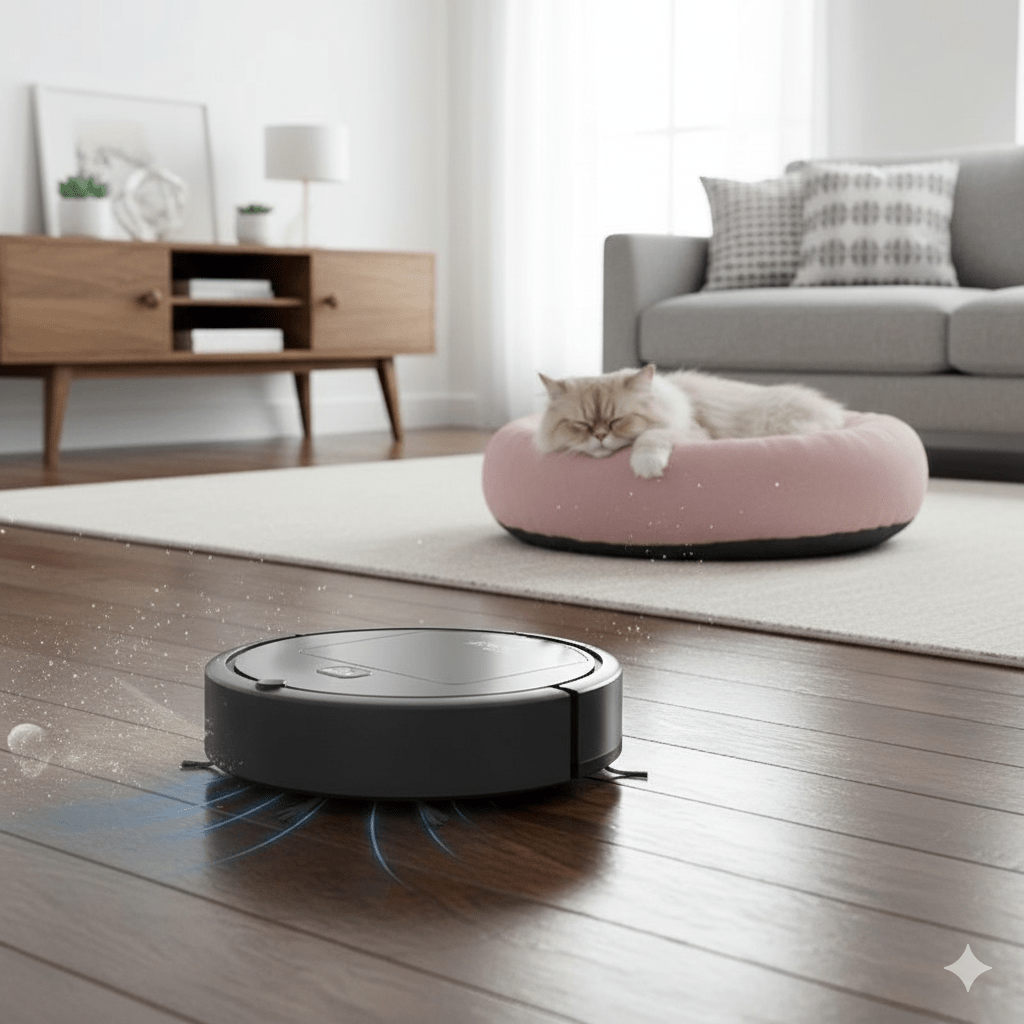 Smart robot vacuum cleaner with ultra-quiet cleaning and HEPA filtration