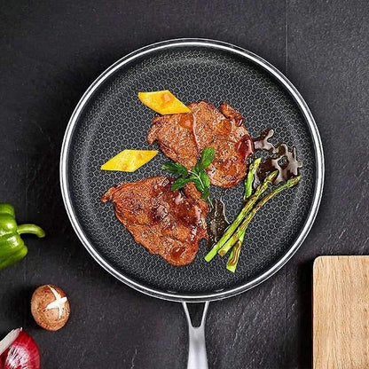 Stainless steel frying pan with non-stick coating for effortless cooking