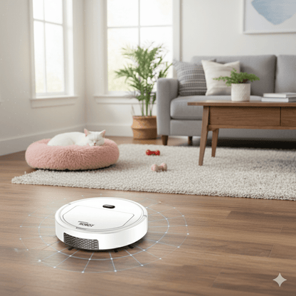 Smart robot vacuum cleaner with ultra-quiet cleaning and HEPA filtration