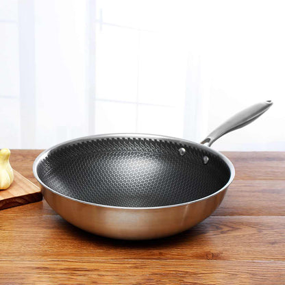 Stainless steel frying pan with non-stick coating for effortless cooking