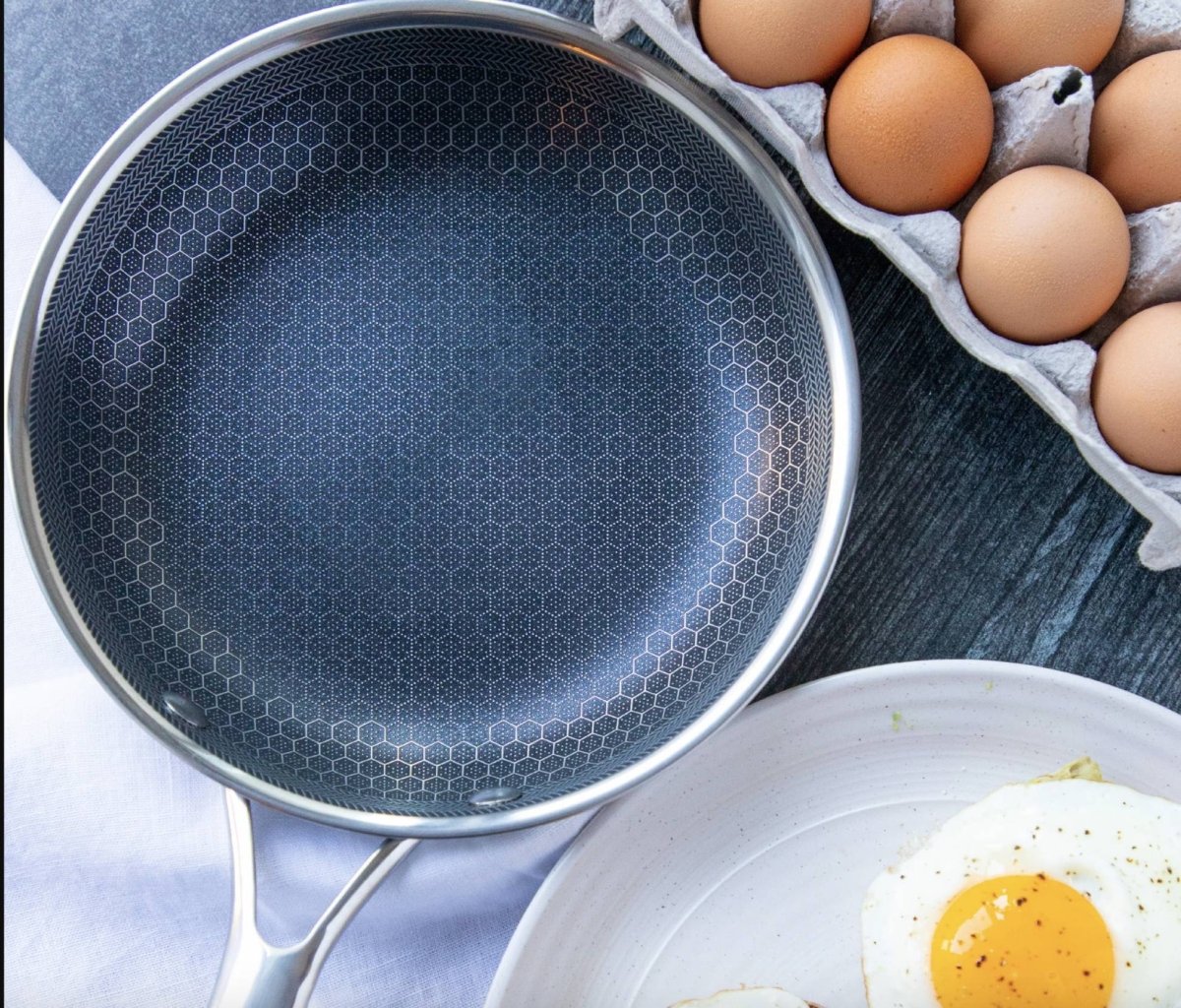 Stainless steel frying pan with non-stick coating for effortless cooking