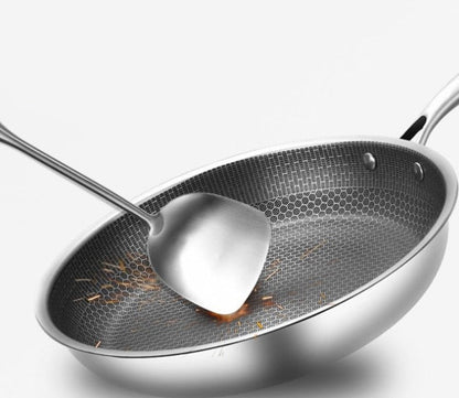 Stainless steel frying pan with non-stick coating for effortless cooking