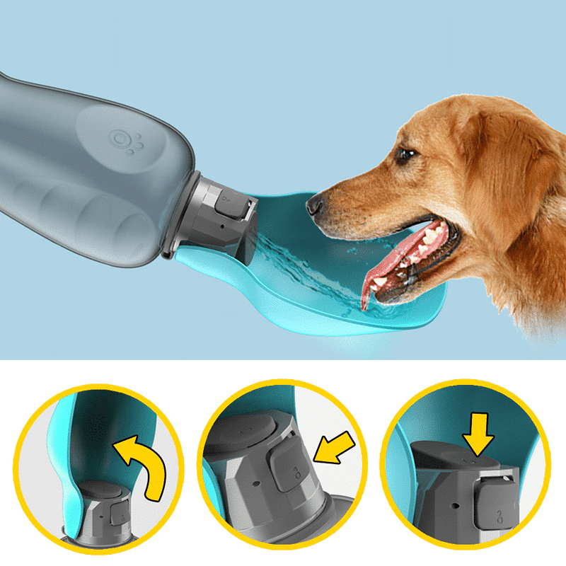 Travel Water Bottle For Dogs With Foldable Leak-proof Bowl, Large Capacity 27.05oz