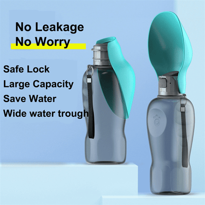 Travel Water Bottle For Dogs With Foldable Leak-proof Bowl, Large Capacity 27.05oz