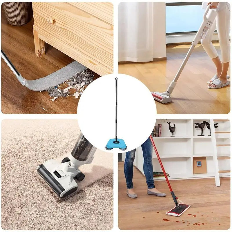 Manual 2-in-1 Broom with Rotating Brush