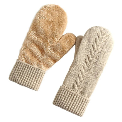 Double Layer Fleece Lined Winter Mittens