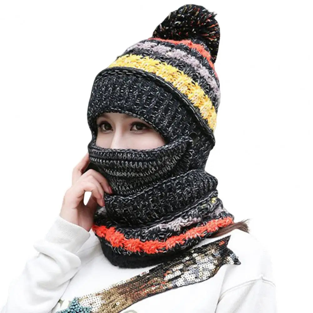 Cozy Knitted Hat Scarf Set with Velvet Lining