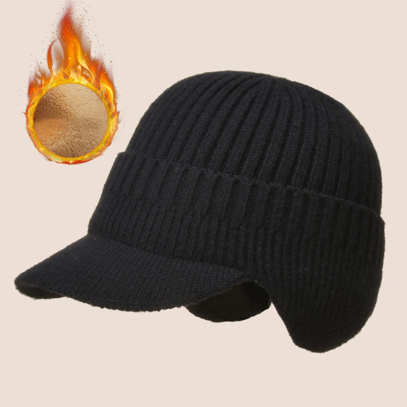 Men Knit Ear Cover Winter Hat