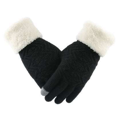 Plush Lined Touch Screen Knitted Gloves