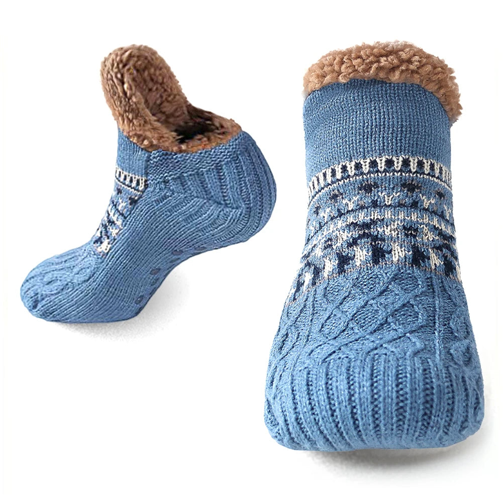 Knitted Slipper Socks with Fleece Lining