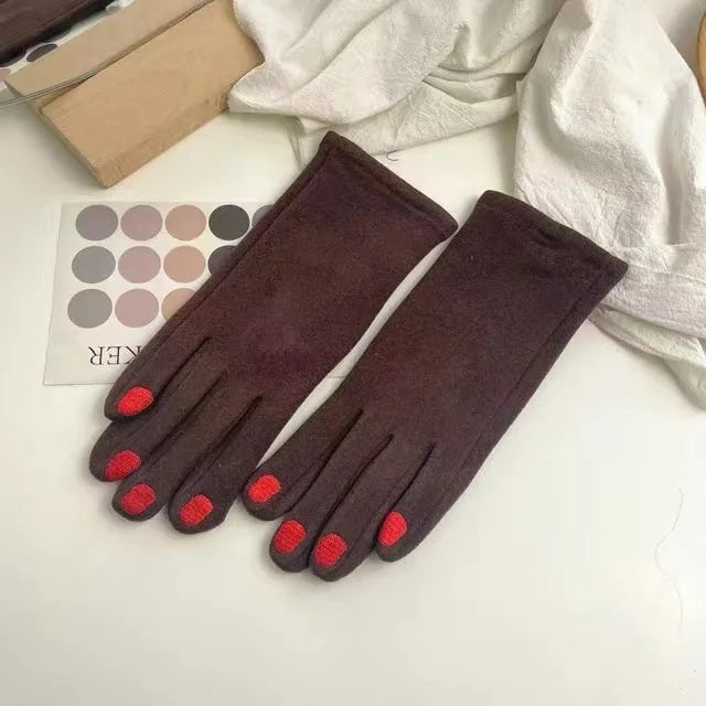 Touch Screen Winter Gloves with Nail Polish Design