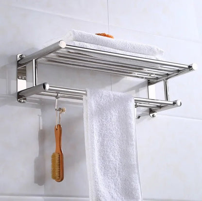 Space-saving wall rack with modern minimalist design for bathroom and kitchen