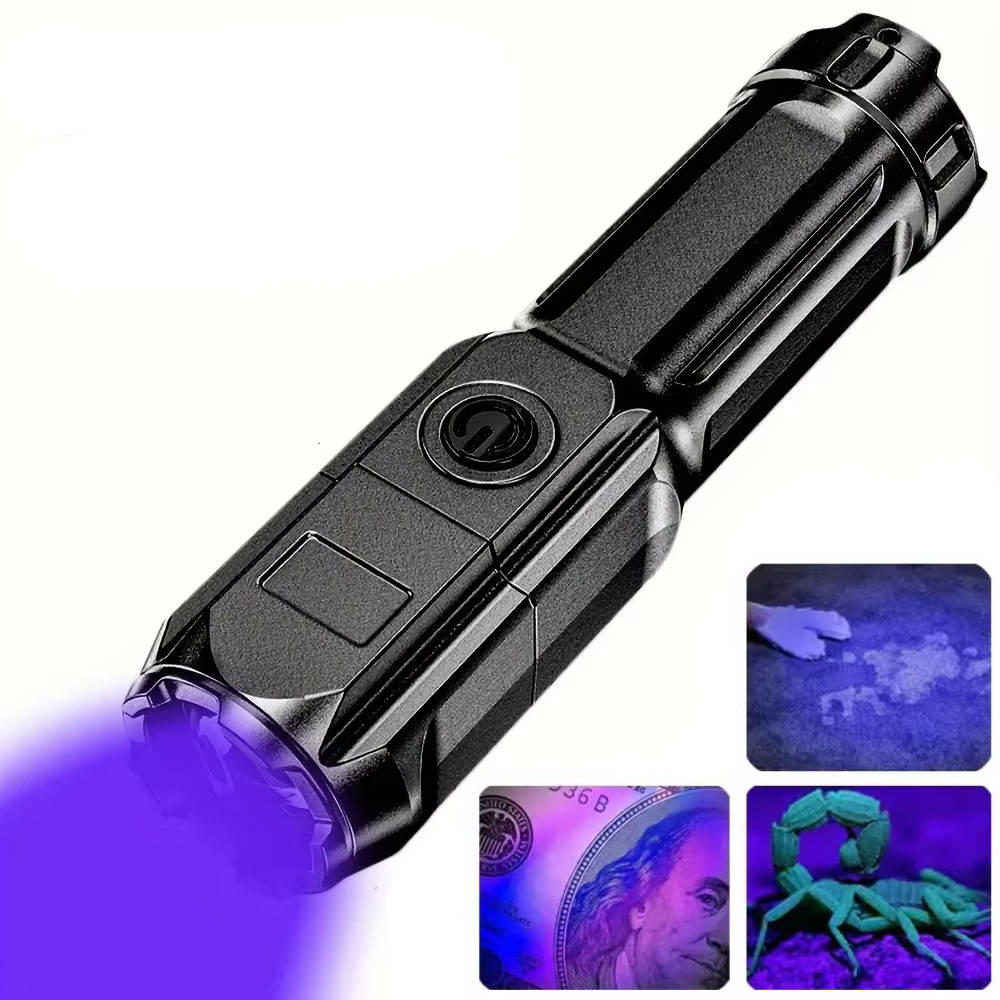 Rechargeable Ultraviolet UV Flashlight, Zoomable