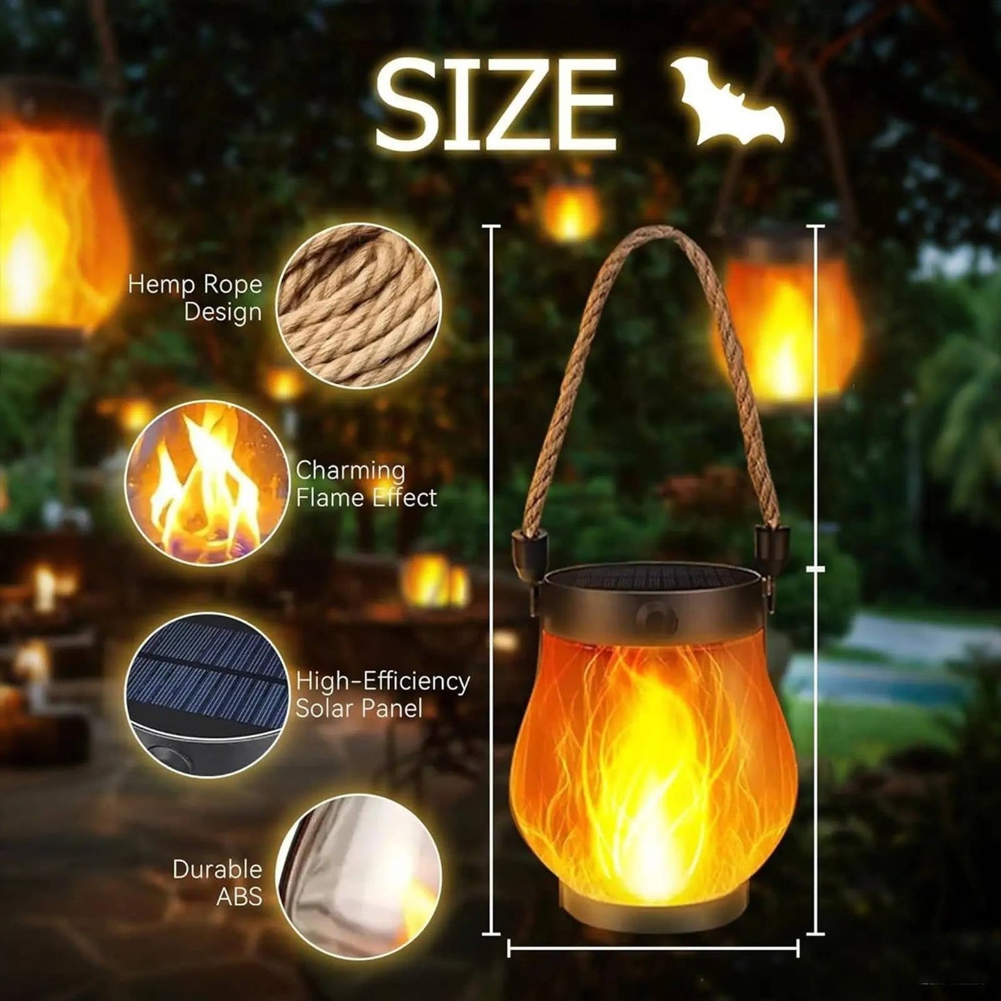 Solar Outdoor Porch Flame Lanterns