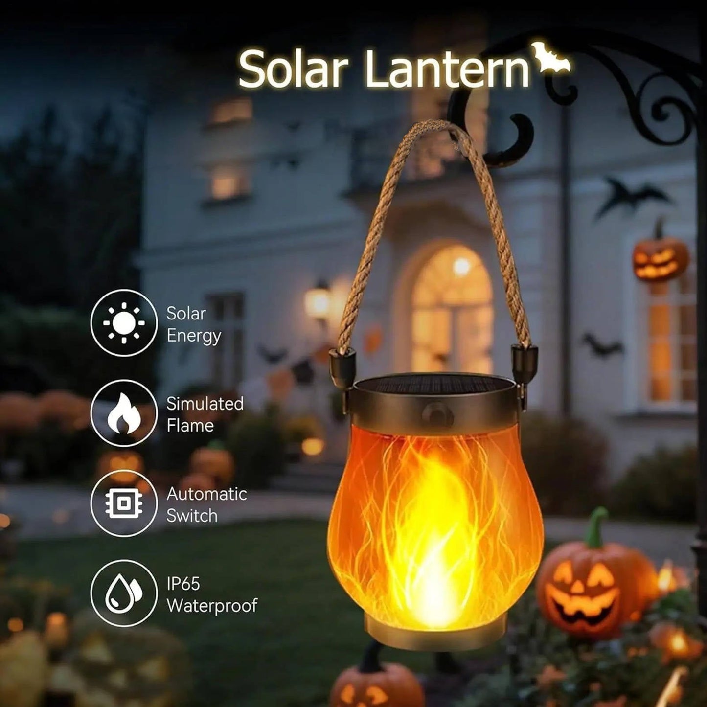 Solar Outdoor Porch Flame Lanterns