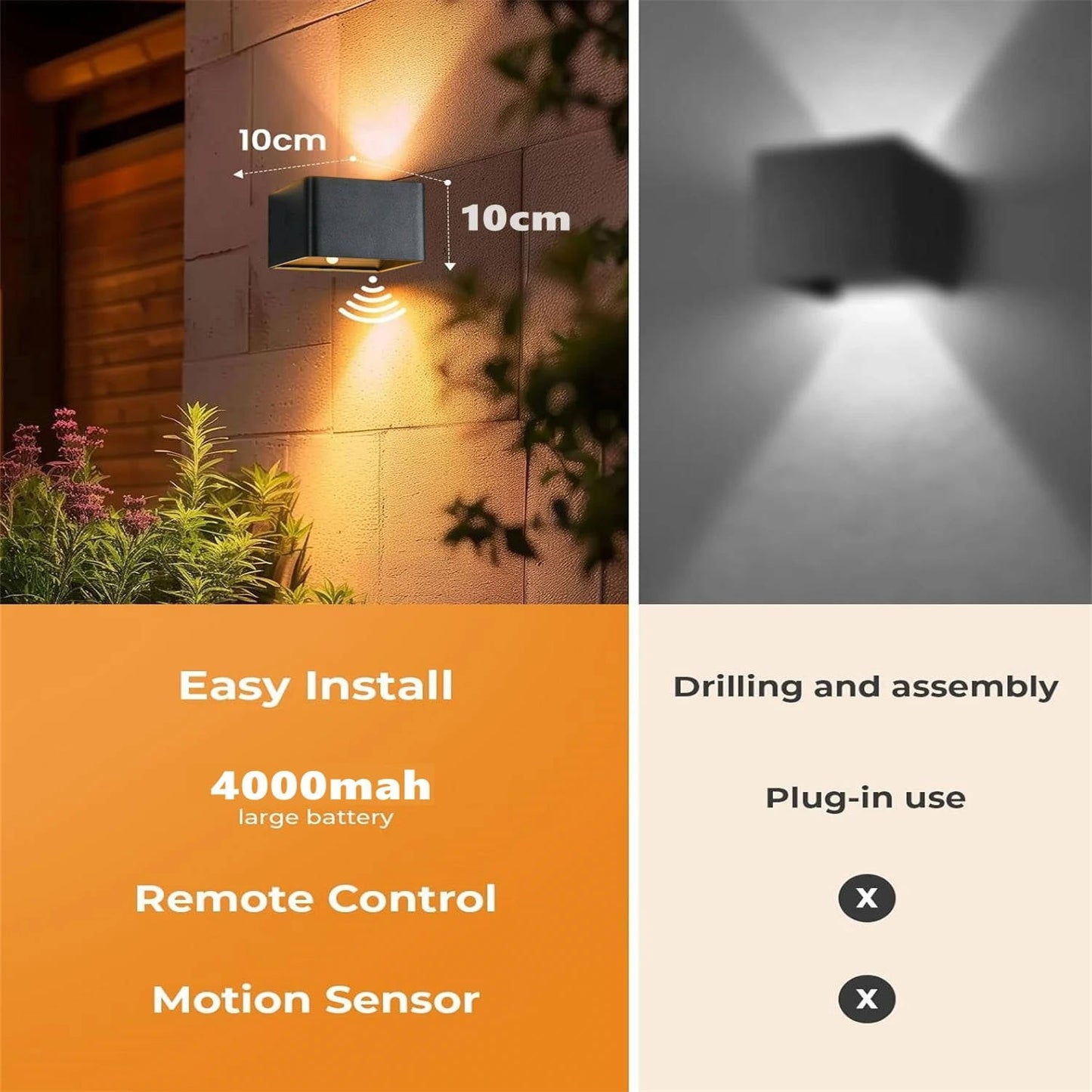 Indoor Wall Light with Motion Sensor & Remote Control