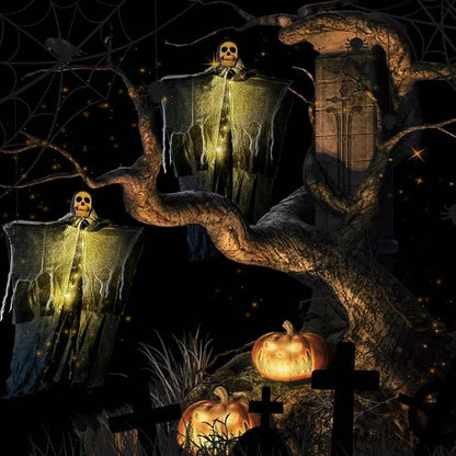 Glowing Skull Scary Outdoor Halloween Decorations- Set of Two