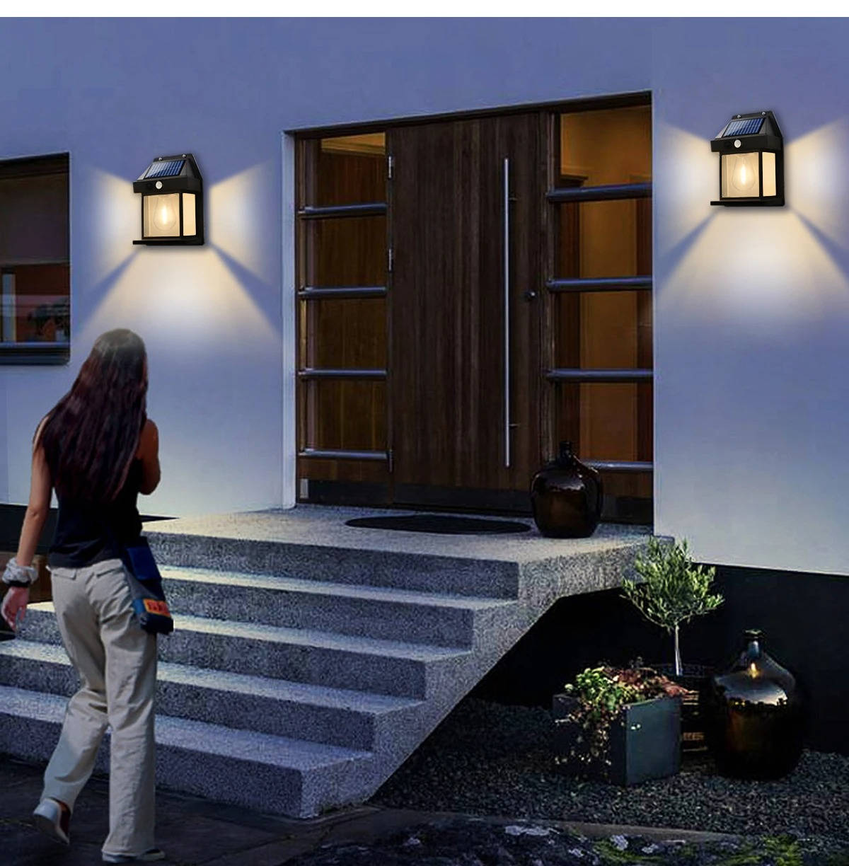 2 Set Solar Wall Lamp Outdoor
